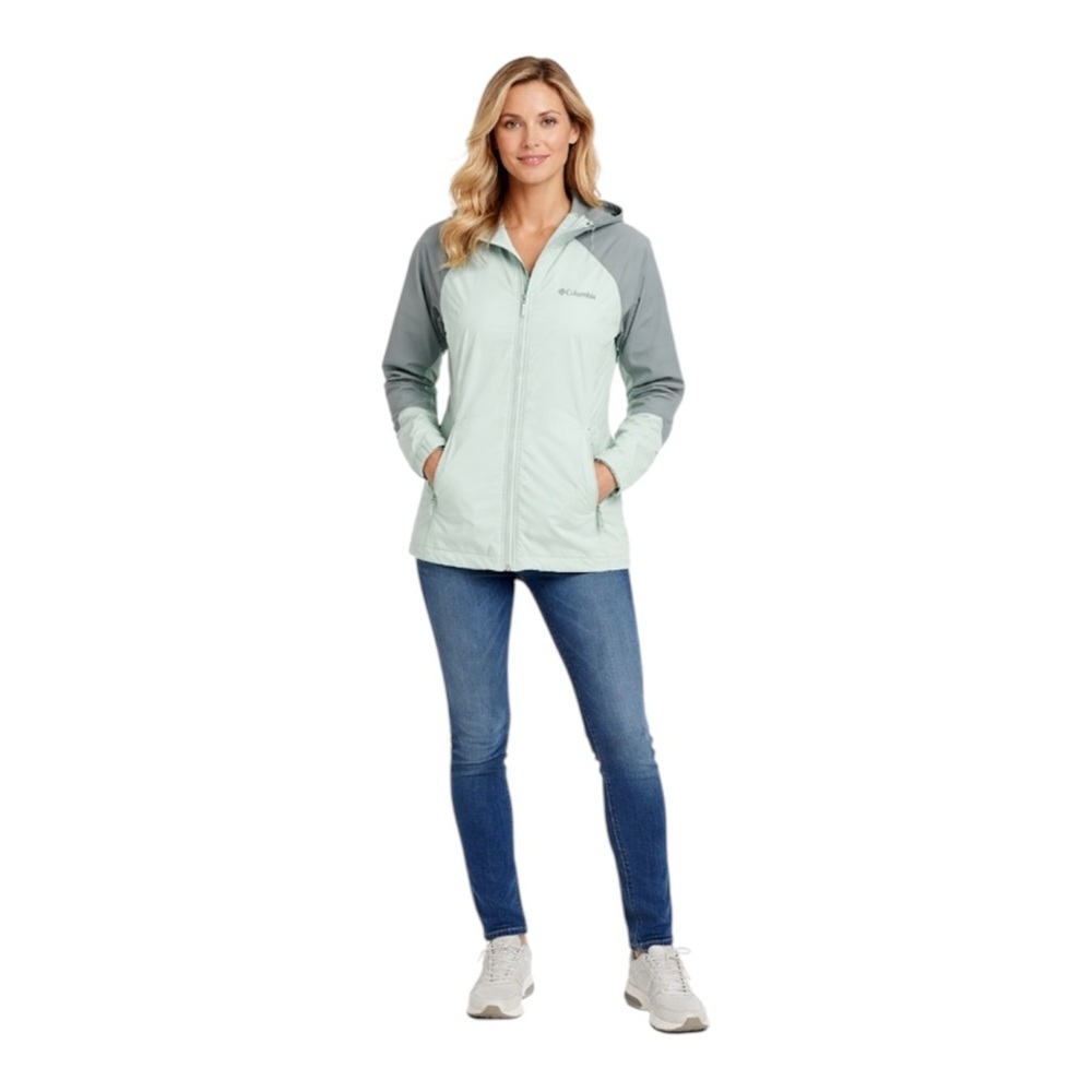 Columbia Mint & Grey Hooded Lightweight Zip Jacket, Size XL